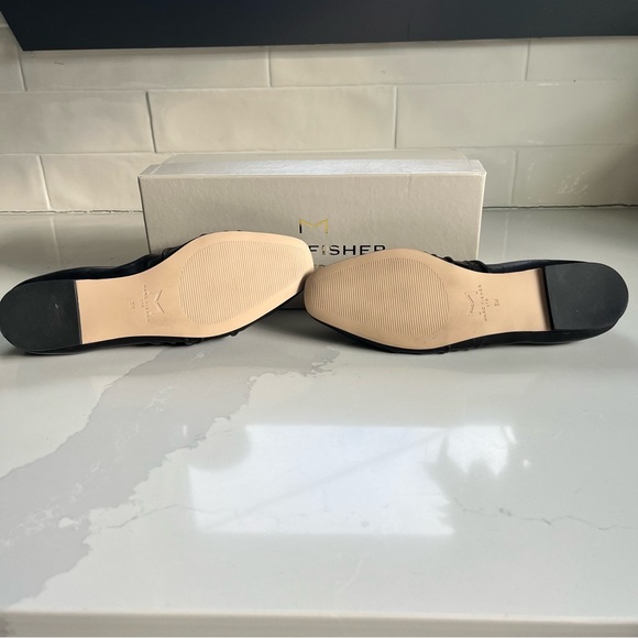 Marc Fisher LTD Ophia Black Leather Ruched Slip On Ballet Flats Women’s Sz 5 BNB - Picture 11 of 15